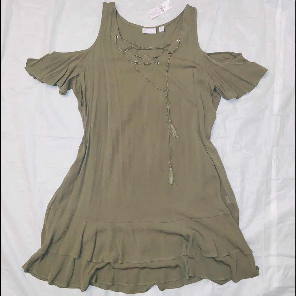 NY&Co 💚 New Olive Green Cold Shoulder Dress